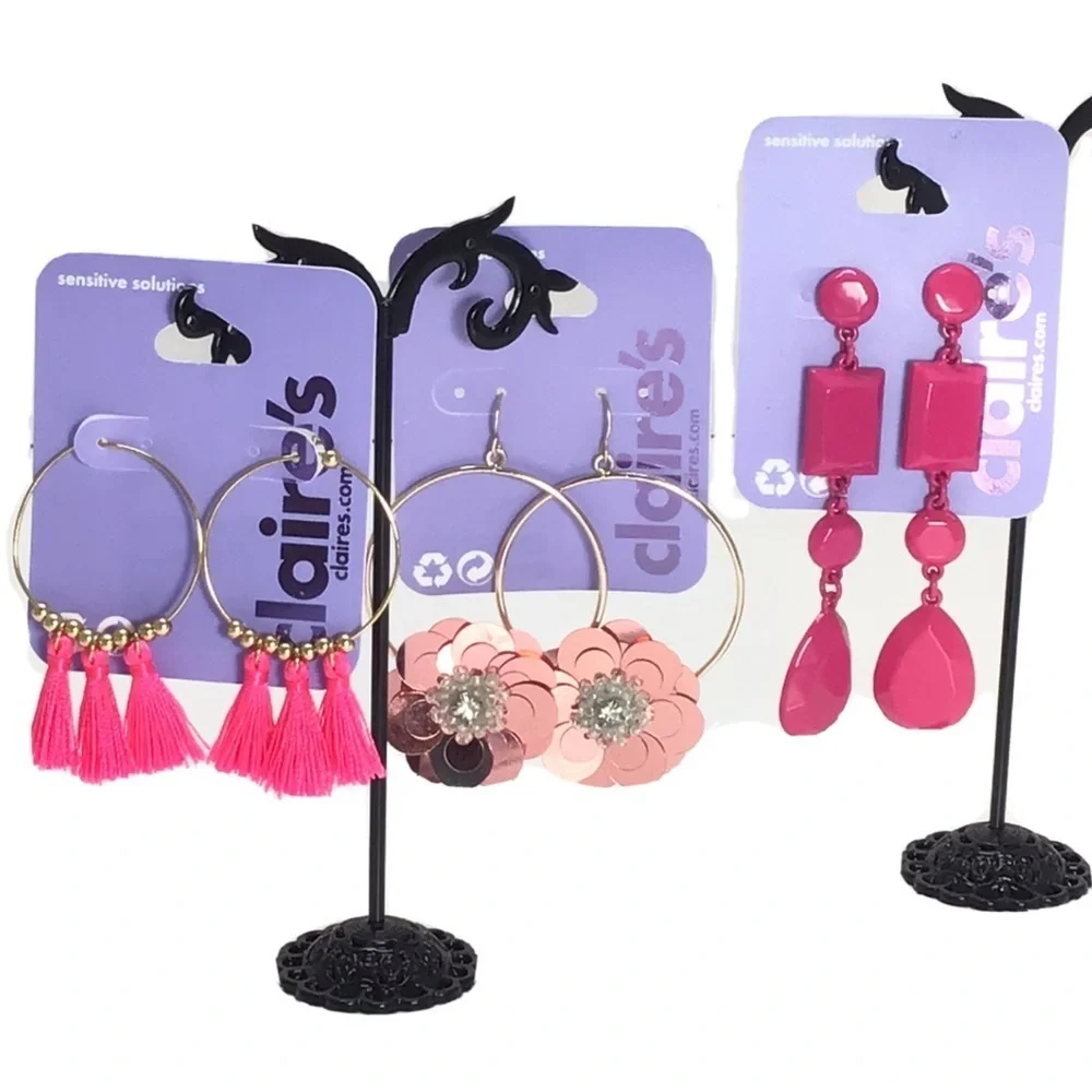 (3) Claire’s Fashion Boho Dangle Hoop Earrings- L4